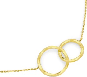 9ct-Gold-45cm-Mirror-Diamond-Cut-Double-Circle-Trace-Necklet on sale