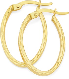 9ct-Gold-20mm-Diamond-Cut-Hoop-Earrings on sale