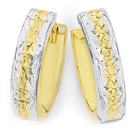 9ct-Gold-Two-Tone-10mm-Reversible-Huggie-Earrings on sale