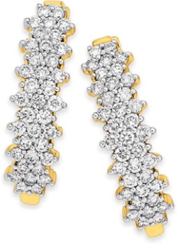 9ct-Gold-Diamond-Multi-Cluster-Hoop-Earrings on sale