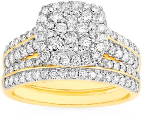 18ct-Gold-Diamond-Cushion-Shape-Bridal-Set on sale