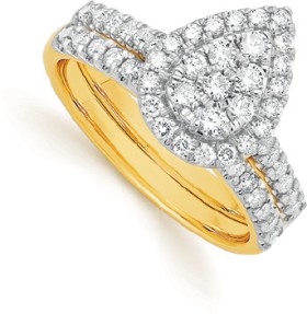 9ct-Gold-Diamond-Pear-Shape-Bridal-Set on sale