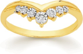 9ct-Gold-Diamond-V-Shape-Ring on sale
