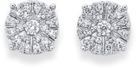 9ct-White-Gold-Diamond-Cluster-Stud-Earrings on sale