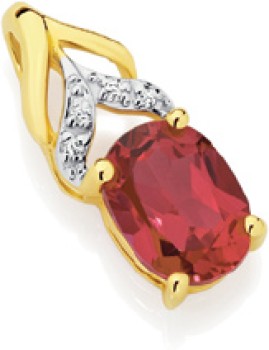 9ct-Gold-Created-Ruby-Diamond-Slider-Pendant on sale