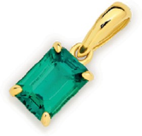 9ct-Gold-Created-Emerald-Bale-Pendant on sale