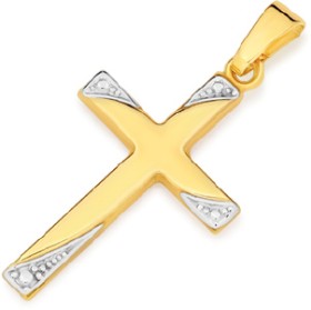 9ct-Two-Tone-Gold-Cross-Pendant on sale