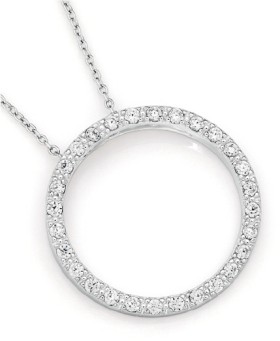 Sterling-Silver-Cubic-Zirconia-Circle-Pendant on sale