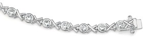 Sterling-Silver-Cubic-Zirconia-Hugs-and-Kisses-Bracelet on sale