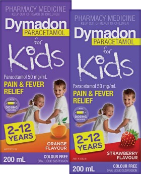 Dymadon-Paracetamol-for-Kids-2-12-Years-Orange-or-Strawberry-Flavour-200mL on sale