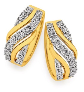 9ct-Gold-Diamond-Crossover-Hoop-Earrings on sale