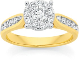 18ct-Gold-Diamond-Round-Cluster-Ring on sale