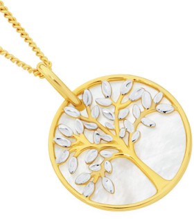 9ct-Gold-Two-Tone-Mother-of-Pearl-Tree-of-Life-Pendant on sale