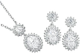 Sterling-Silver-Oval-Cubic-Zirconia-Cluster-Pendant-and-Earring-Set on sale