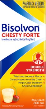 Bisolvon-Chesty-Forte-Double-Strength-Oral-Liquid-Chocolate-Cherry-Flavour-200mL on sale