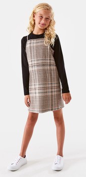 Checkered-Pinafore-Dress-Set on sale