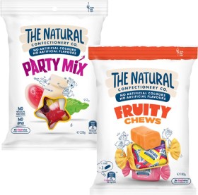 The-Natural-Confectionery-Co-Fruity-Chews-180g-or-Party-Mix-220g on sale