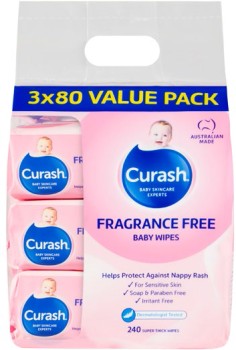 Curash-Fragrance-Free-Baby-Wipes-3x80-Value-Pack on sale
