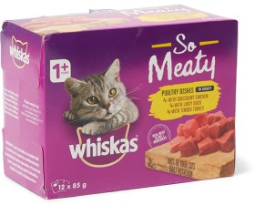 Whiskas-12-Pack-Cat-Food-Pouch-So-Meaty-85g on sale