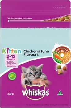 Whiskas-Chicken-Tuna-Dry-Kitten-Food-800g on sale