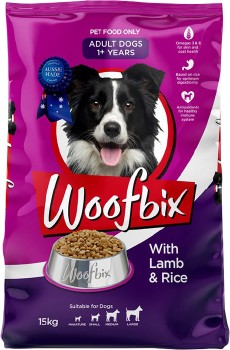 Woofbix-Dry-Dog-Food-15kg-Lamb-Rice on sale