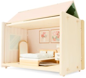 NEW-10-Piece-Wooden-Modular-Dollhouse-Bedroom on sale
