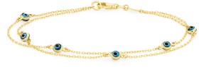 9ct-Gold-19cm-Double-Strand-Evil-Eye-Bracelet on sale