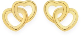 9ct-Gold-Entwined-Double-Open-Heart-Stud-Earrings on sale