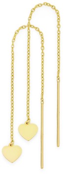 9ct-Gold-Heart-Thread-Through-Drop-Earrings on sale