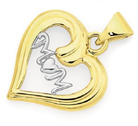 9ct-Gold-Two-Tone-Mum-Heart-Pendant on sale