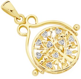 9ct-Gold-Two-Tone-Tree-of-Life-Spinner-Disc-Pendant on sale