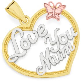 9ct-Gold-Tri-Tone-Mum-Heart-Pendant on sale