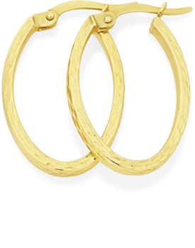 9ct-Gold-20mm-Diamond-cut-Hoop-Earrings on sale