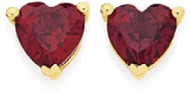 9ct-Gold-Created-Ruby-Heart-Stud-Earrings on sale