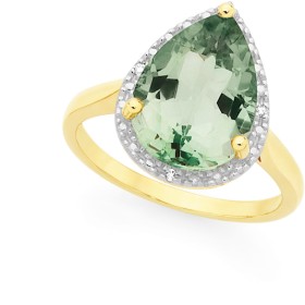 Manhattan-G-Cocktail-Ring-Collection-9ct-Gold-Green-Amethyst-Pear-Shape-Ring on sale