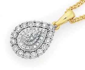 9ct-Gold-Diamond-Pear-Shape-Pendant on sale