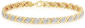 9ct-Gold-Diamond-Cluster-Fancy-Link-Bracelet on sale