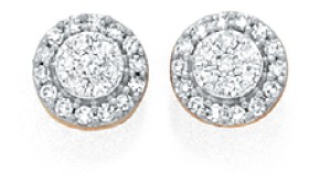9ct-Gold-Diamond-Cluster-Stud-Earrings on sale
