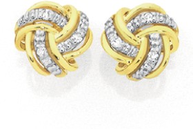 9ct-Gold-Diamond-Knot-Stud-Earrings on sale
