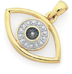 9ct-Gold-Diamond-Evil-Eye-Pendant on sale