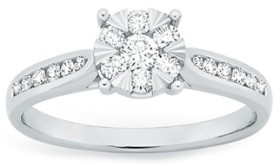 9ct-White-Gold-Diamond-Cluster-Ring on sale