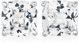 Sterling-Silver-7mm-4-Claw-Cubic-Zirconia-Cushion-Cut-Earrings on sale