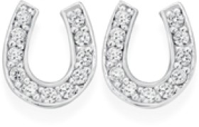 Sterling-Silver-Cubic-Zirconia-Horseshoe-Stud-Earrings on sale
