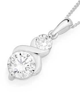 Sterling-Silver-Small-Large-Cubic-Zirconia-With-Twist-Pendant on sale