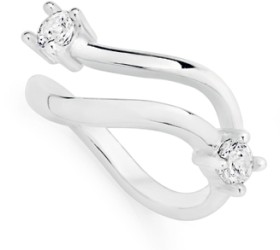 Sterling-Silver-Cubic-Zirconia-On-Wavy-Crossover-Ring on sale