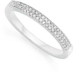 Sterling-Silver-Cubic-Zirconia-Double-Row-Friendship-Ring on sale