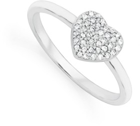 Sterling-Silver-Cubic-Zirconia-Pave-Flat-Heart-Ring on sale