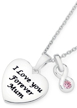 Sterling-Silver-Love-You-Mum-Message-Heart-Disc-Pendant-With-Pink-Cubic-Zirconia-Infinity-Charm on sale