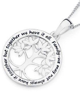 Sterling-Silver-Family-Tree-In-Circle-Message-Pendant on sale