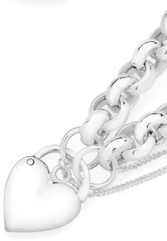 Sterling-Silver-Large-Belcher-Plain-Padlock-Bracelet on sale